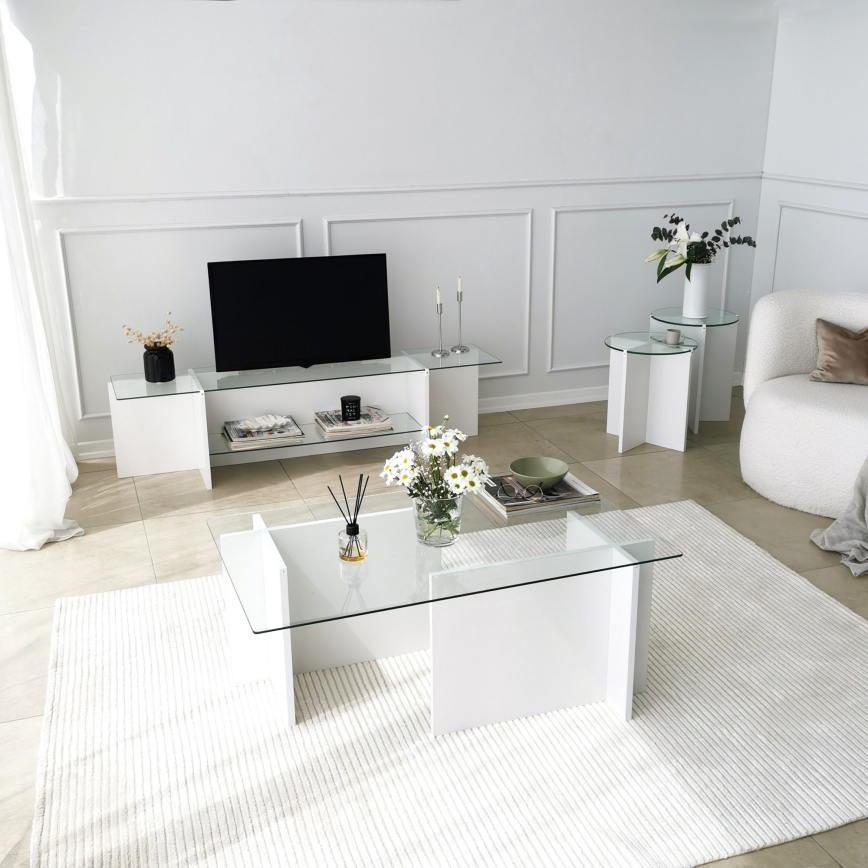 SET 2x Side table LILY d. 40 cm white/clear