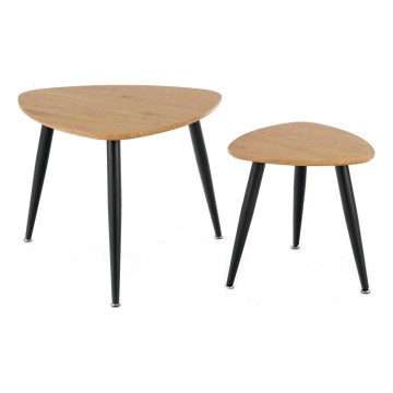 SET 2x Side table NICEA d. 40/60 cm golden oak/black