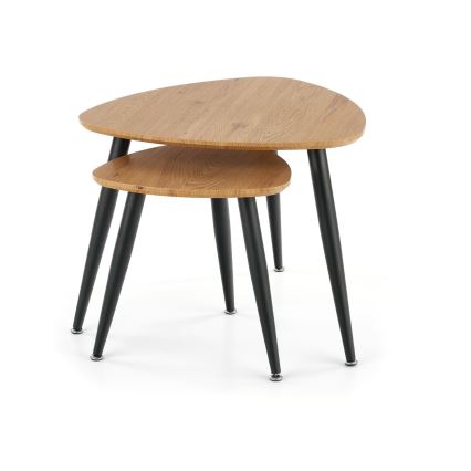SET 2x Side table NICEA d. 40/60 cm golden oak/black