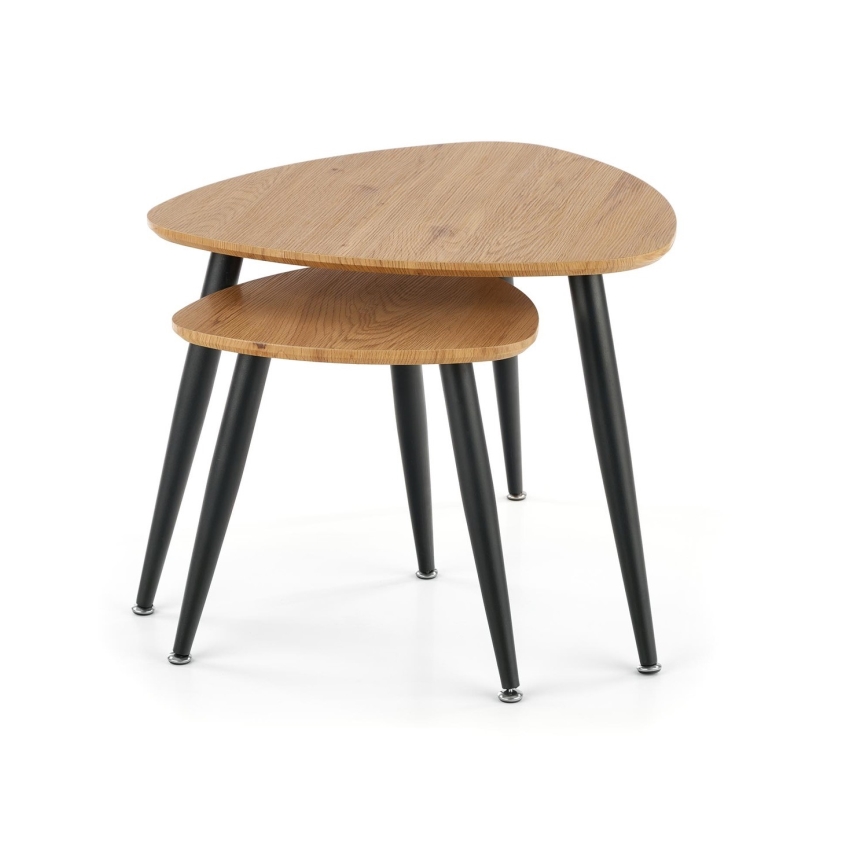 SET 2x Side table NICEA d. 40/60 cm golden oak/black