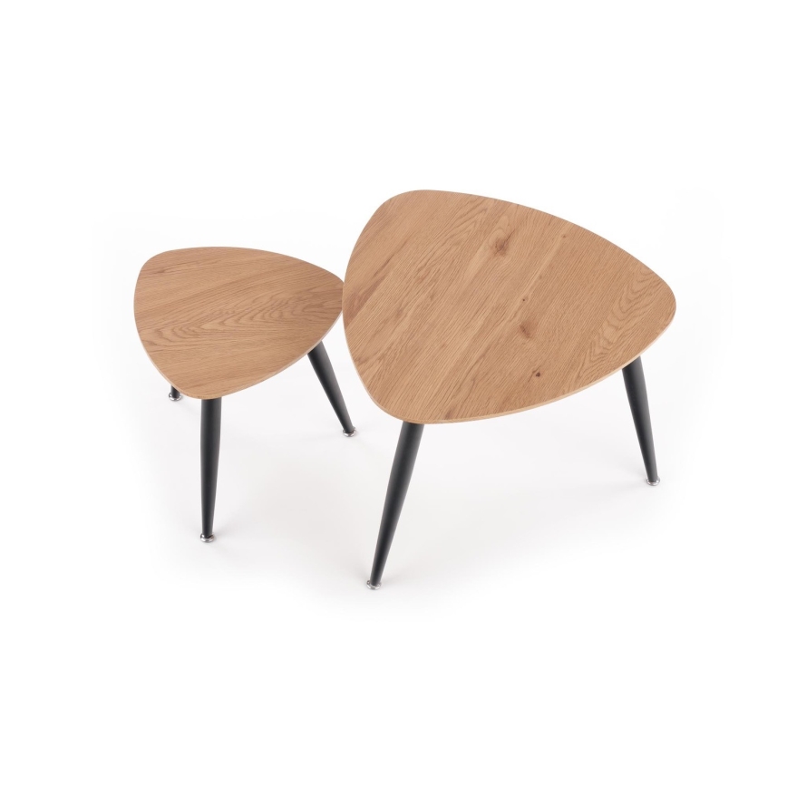 SET 2x Side table NICEA d. 40/60 cm golden oak/black