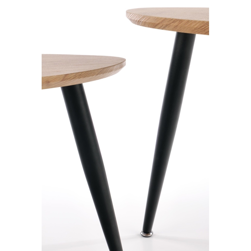 SET 2x Side table NICEA d. 40/60 cm golden oak/black