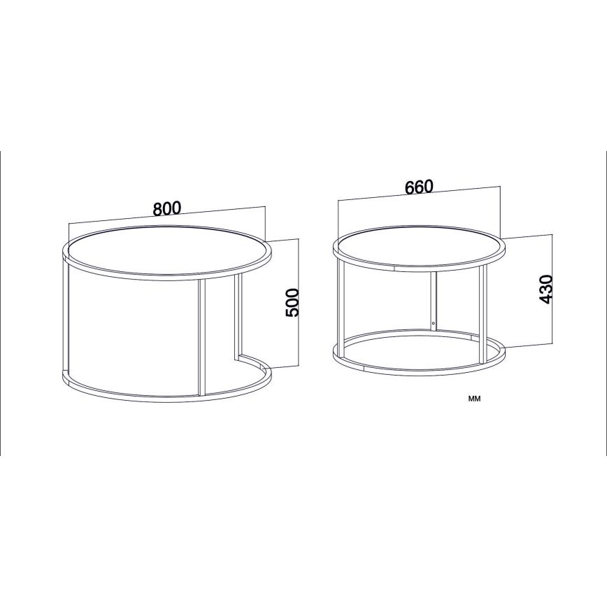 SET 2x Side table TAMBUR black/brown