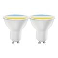 SET 2x Smart MESH LED Dimmable Bulbs GU10/6,5W/230V 2700-6500K + Remote Control - Aigostar