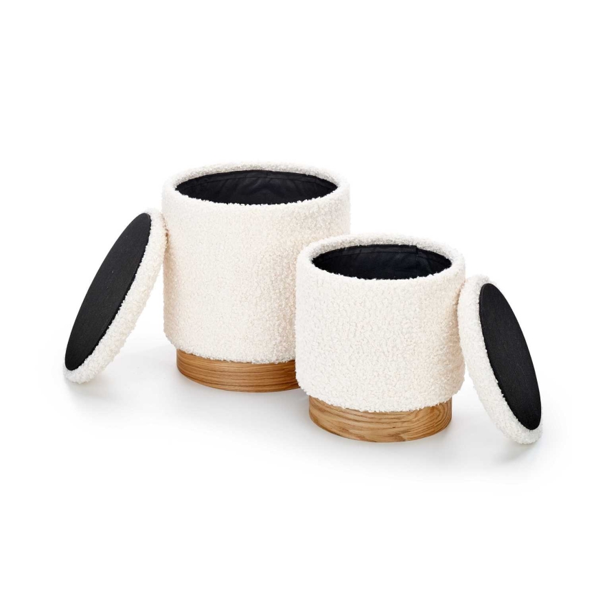 SET 2x Stool CANCUN d. 31/38 cm white/brown