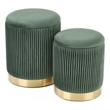 SET 2x Stool MONTY d. 36/44 cm green/gold
