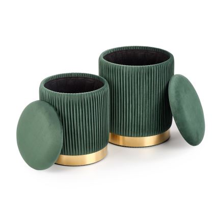 SET 2x Stool MONTY d. 36/44 cm green/gold