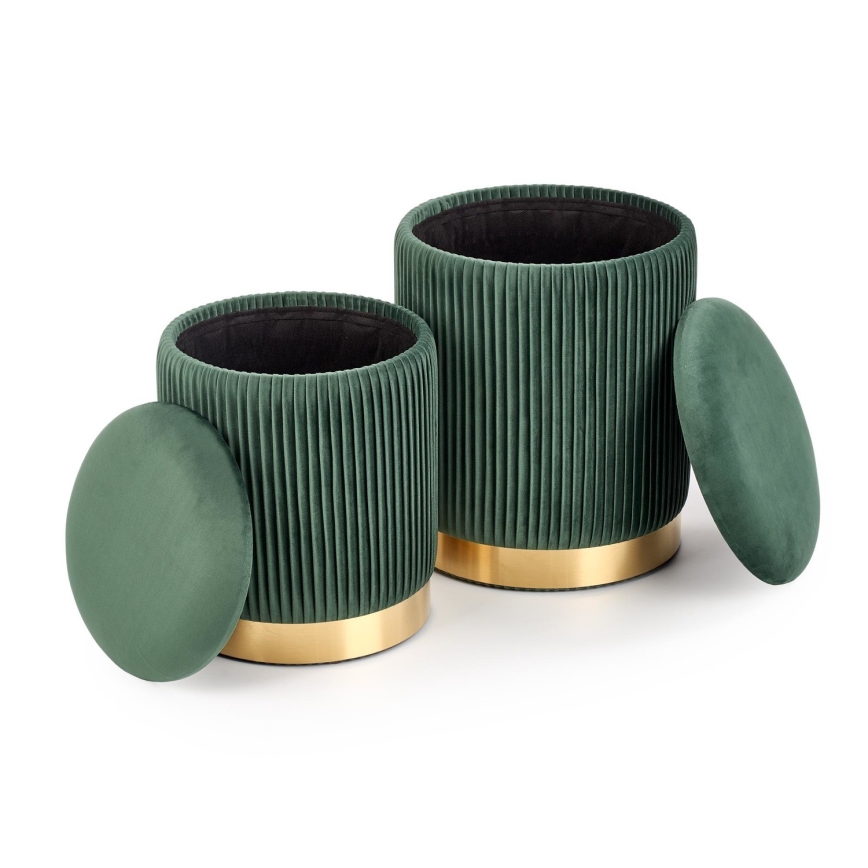 SET 2x Stool MONTY d. 36/44 cm green/gold