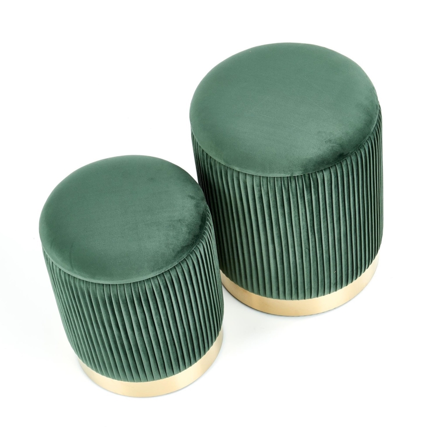 SET 2x Stool MONTY d. 36/44 cm green/gold