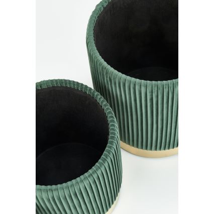 SET 2x Stool MONTY d. 36/44 cm green/gold