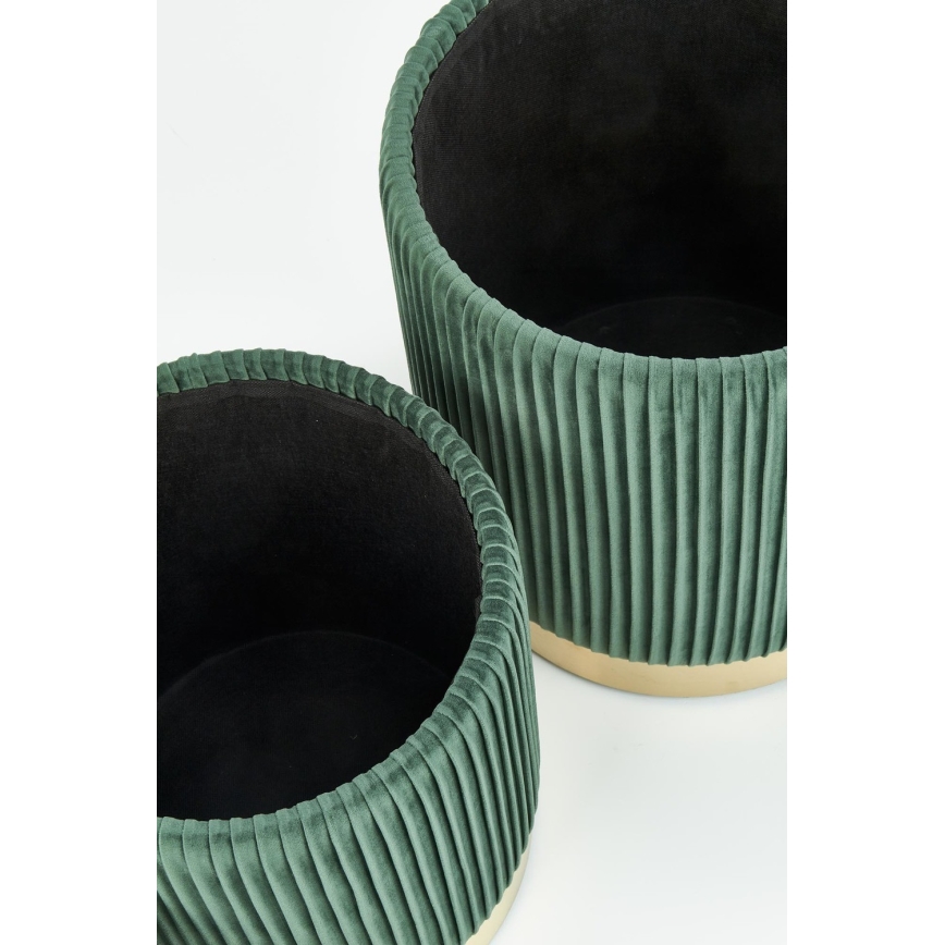 SET 2x Stool MONTY d. 36/44 cm green/gold