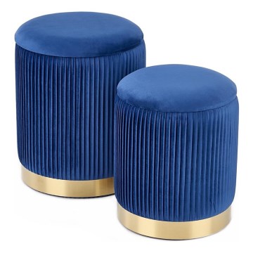 SET 2x Stool MONTY d. 36/66 cm blue/gold