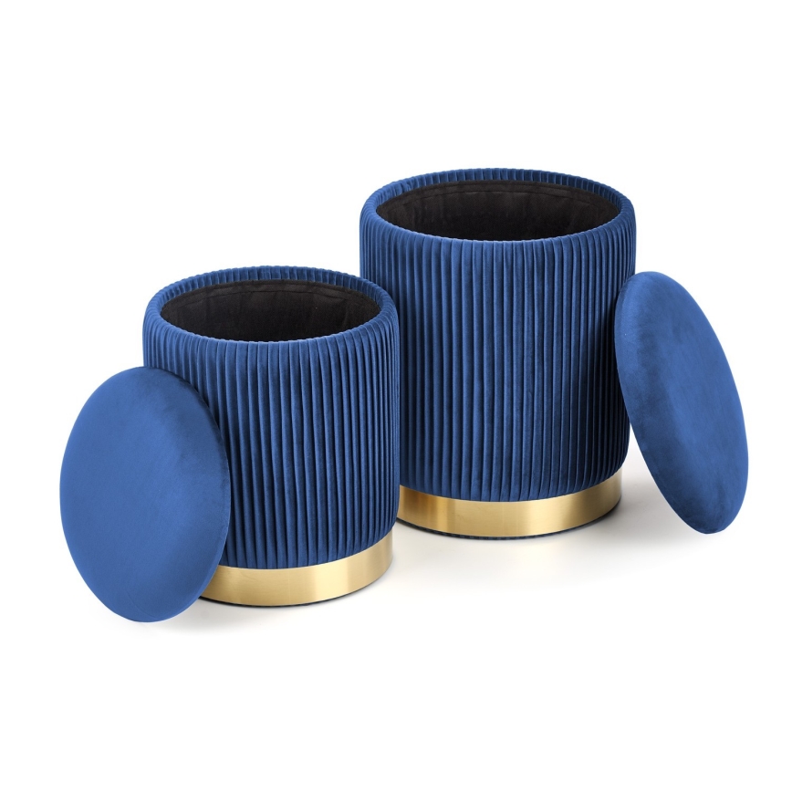 SET 2x Stool MONTY d. 36/66 cm blue/gold