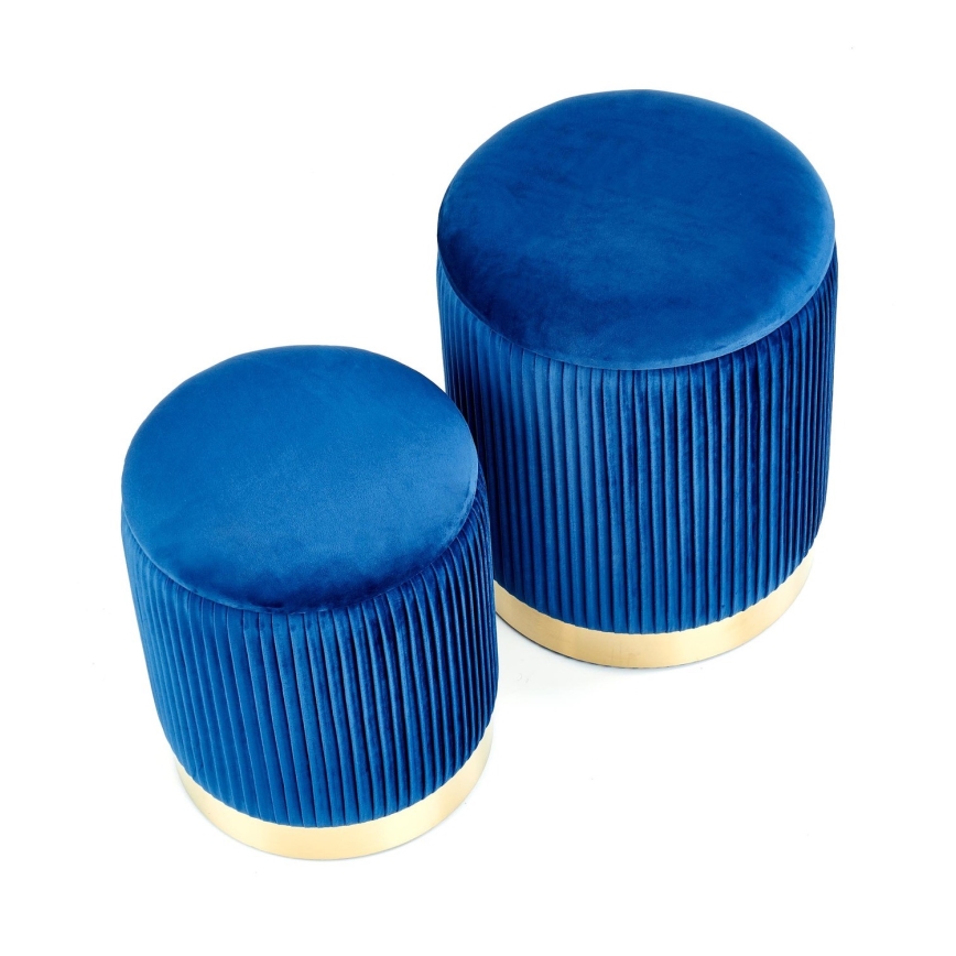SET 2x Stool MONTY d. 36/66 cm blue/gold