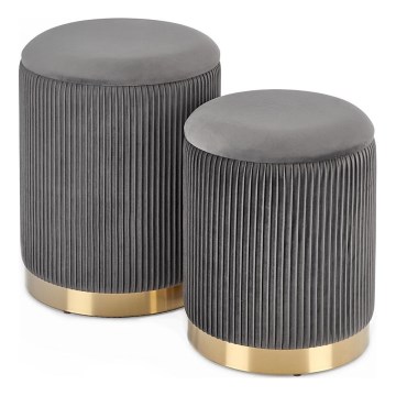 SET 2x Stool MONTY d. 36/66 cm grey/gold
