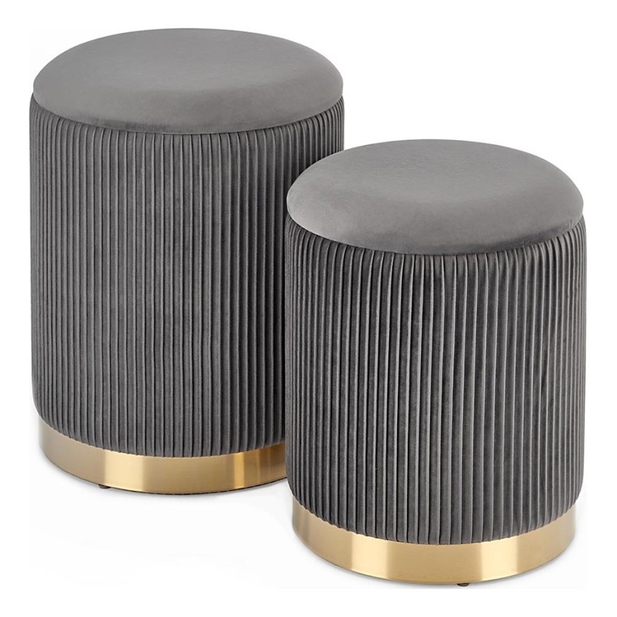 SET 2x Stool MONTY d. 36/66 cm grey/gold