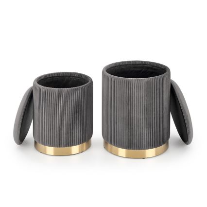 SET 2x Stool MONTY d. 36/66 cm grey/gold