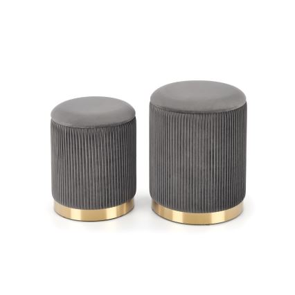 SET 2x Stool MONTY d. 36/66 cm grey/gold