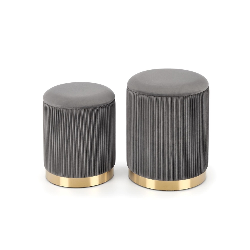 SET 2x Stool MONTY d. 36/66 cm grey/gold