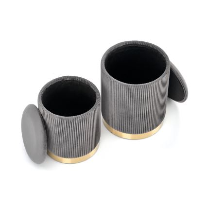 SET 2x Stool MONTY d. 36/66 cm grey/gold