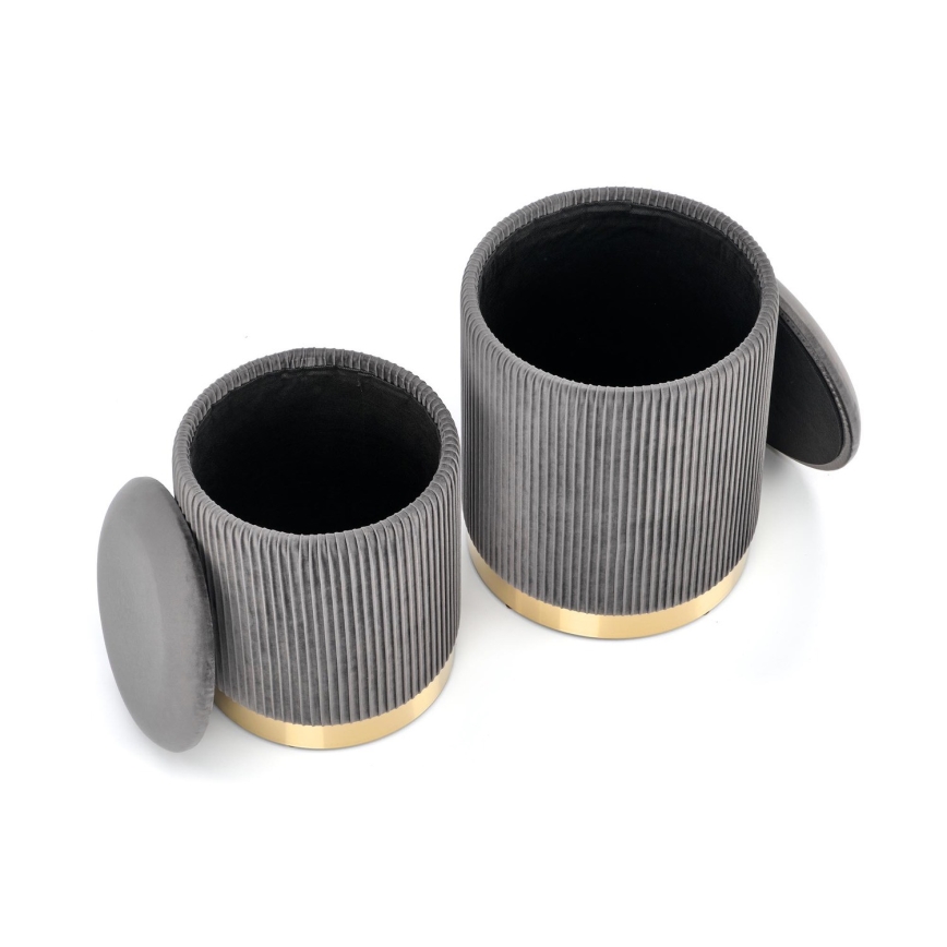 SET 2x Stool MONTY d. 36/66 cm grey/gold