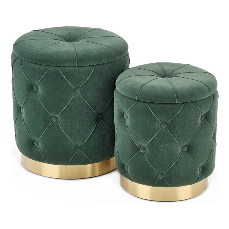 SET 2x Stool POLLY d. 40/44 cm green/gold