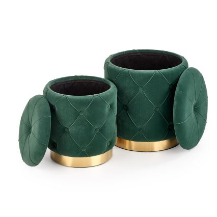 SET 2x Stool POLLY d. 40/44 cm green/gold