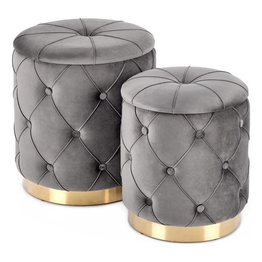 SET 2x Stool POLLY d. 40/44 cm grey/gold