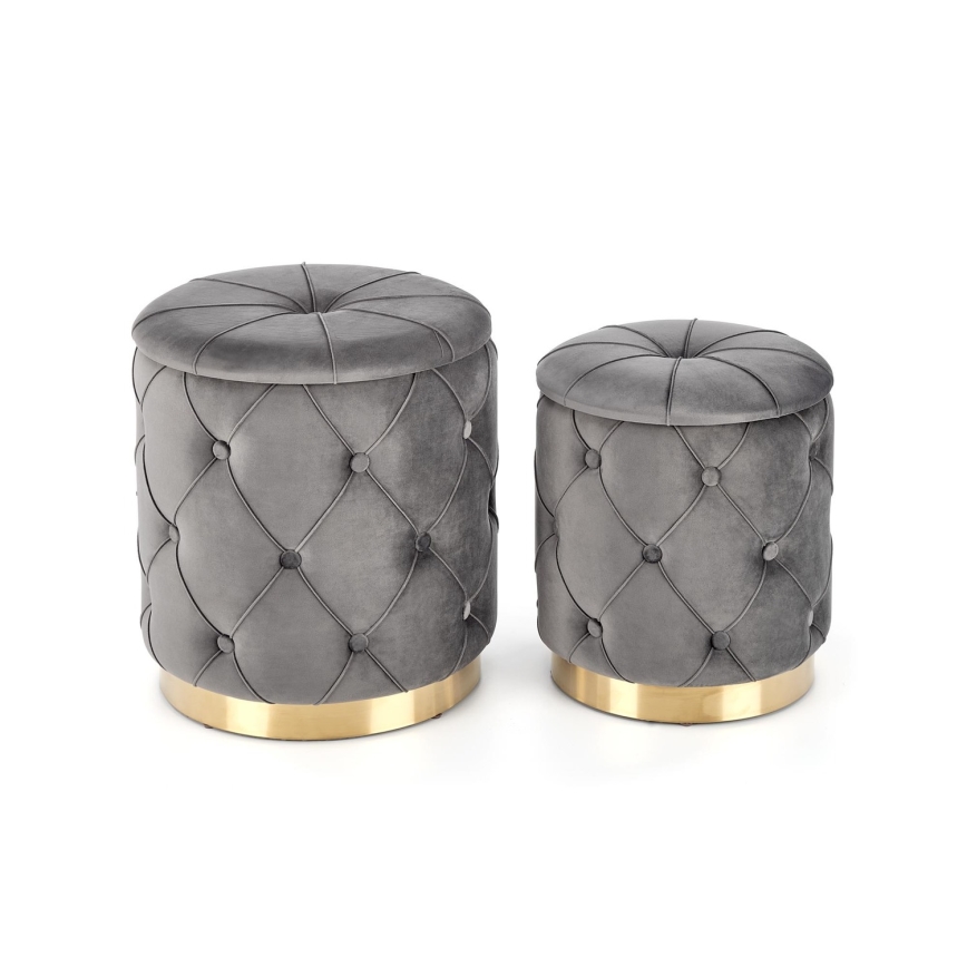 SET 2x Stool POLLY d. 40/44 cm grey/gold