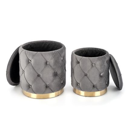 SET 2x Stool POLLY d. 40/44 cm grey/gold