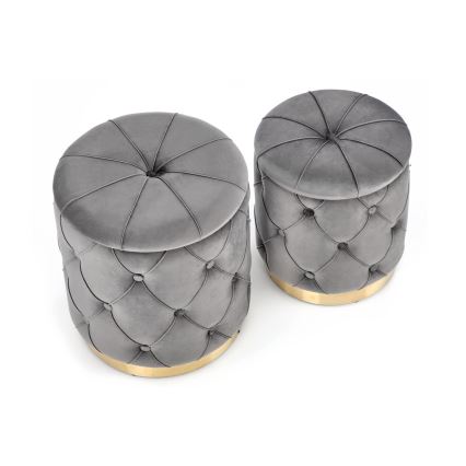 SET 2x Stool POLLY d. 40/44 cm grey/gold