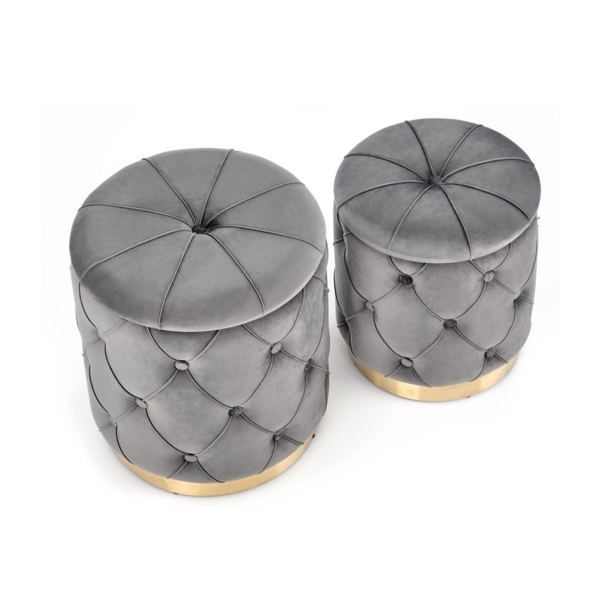SET 2x Stool POLLY d. 40/44 cm grey/gold