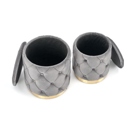 SET 2x Stool POLLY d. 40/44 cm grey/gold