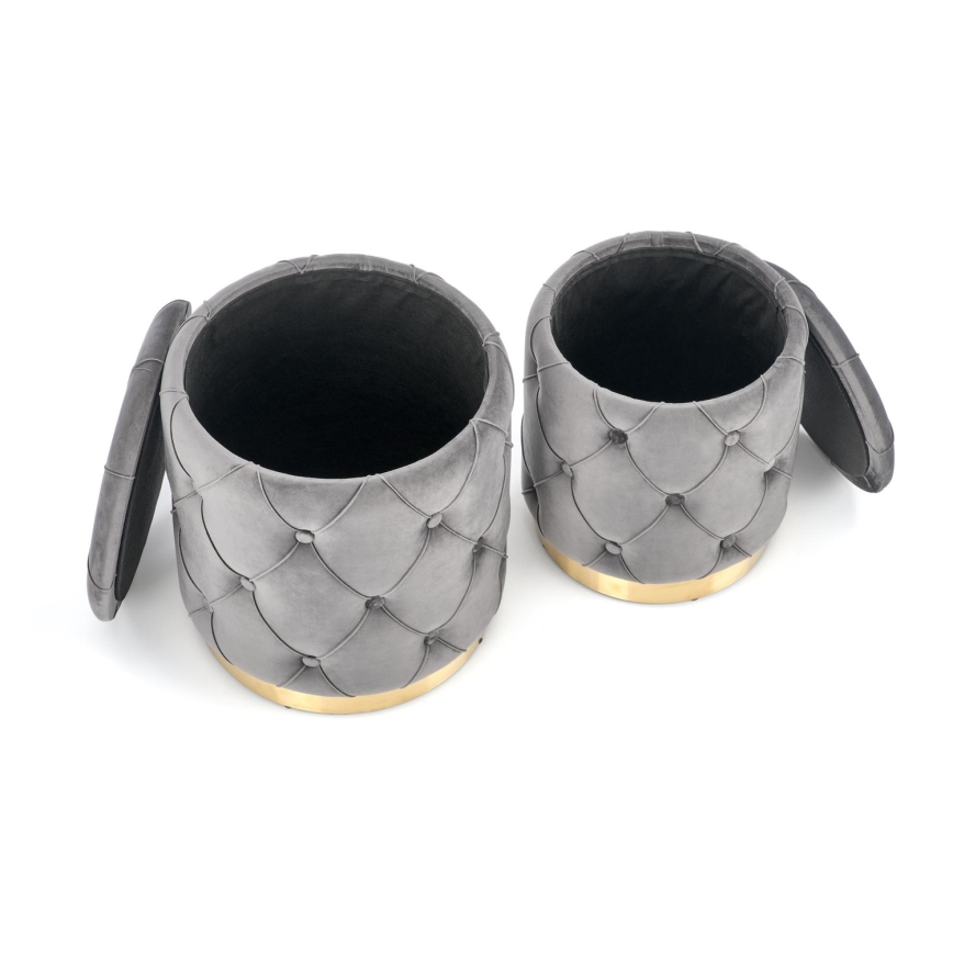 SET 2x Stool POLLY d. 40/44 cm grey/gold