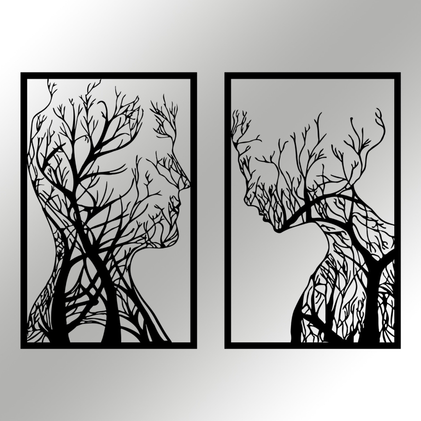 SET 2x Wall decoration 86x63 cm Tree of Life metal