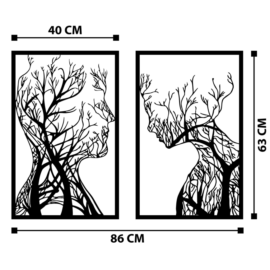 SET 2x Wall decoration 86x63 cm Tree of Life metal