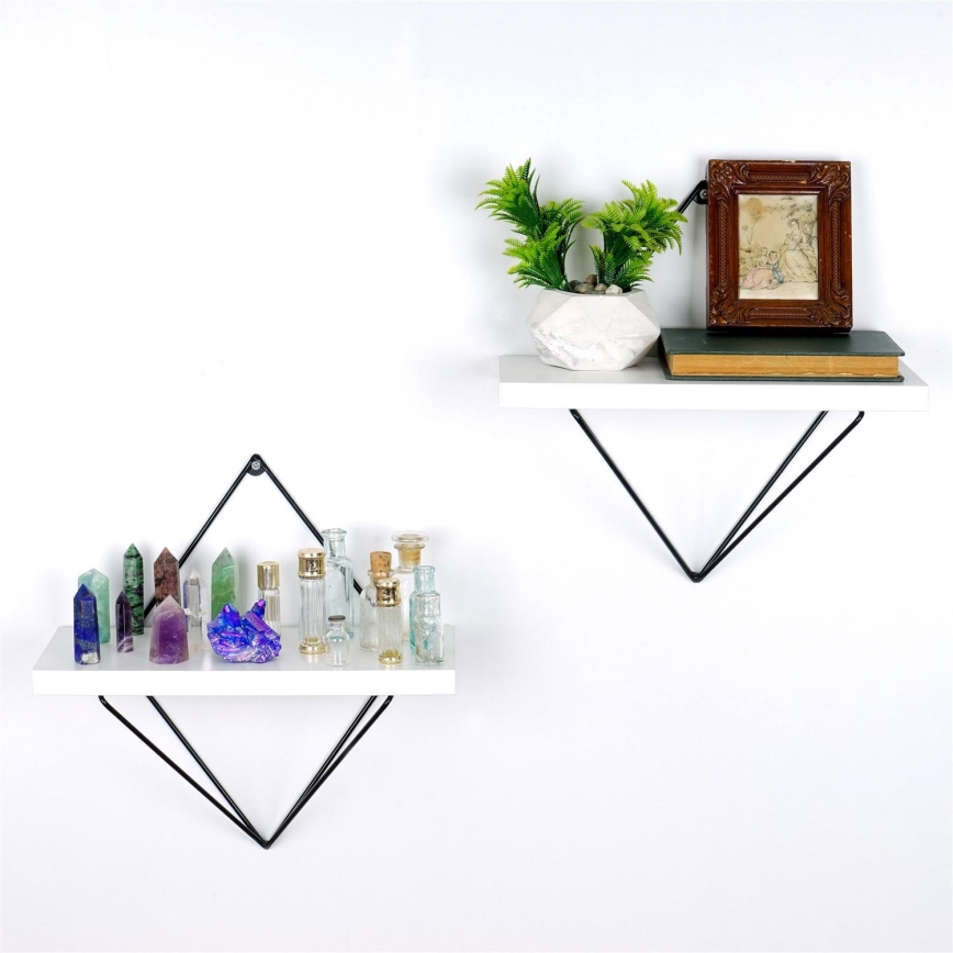 SET 2x Wall shelf 14x30 cm white