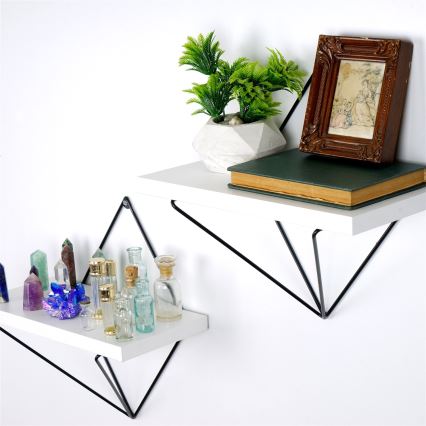 SET 2x Wall shelf 14x30 cm white