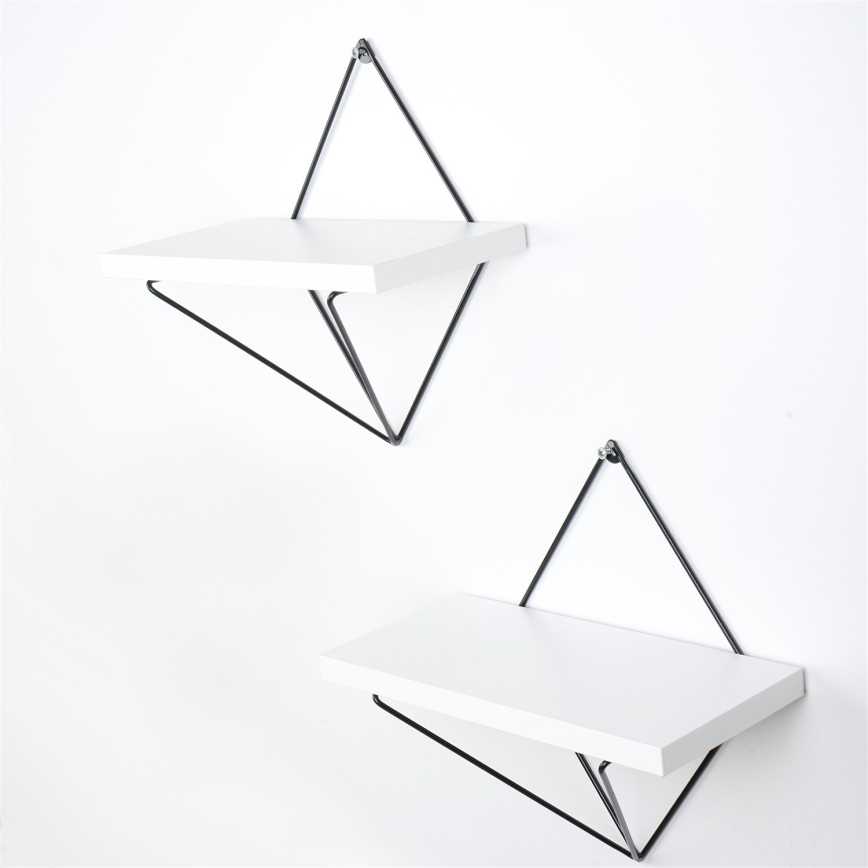SET 2x Wall shelf 14x30 cm white