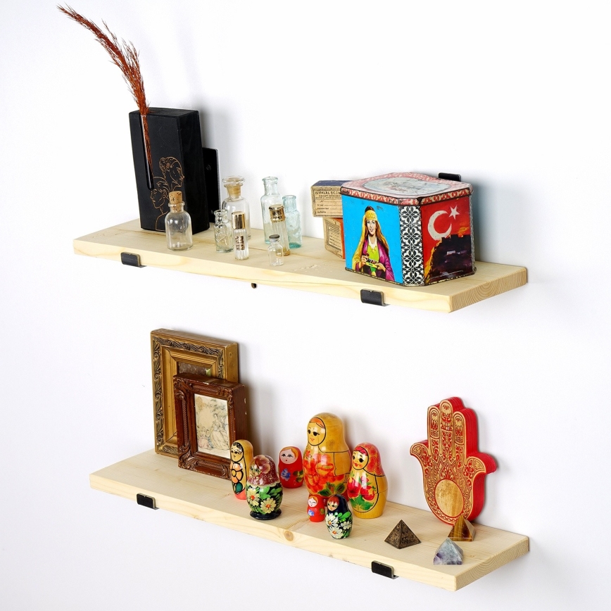 SET 2x Wall shelf 16x60 cm spruce