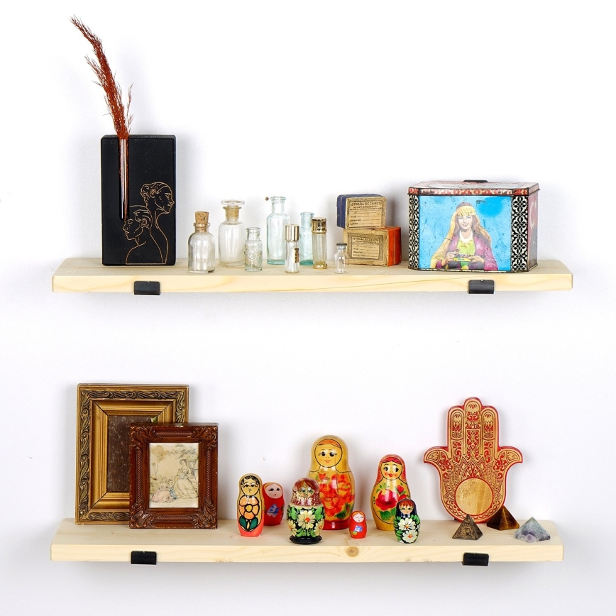 SET 2x Wall shelf 16x60 cm spruce