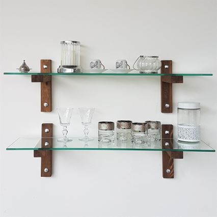 SET 2x Wall shelf 25x85 cm pine/clear