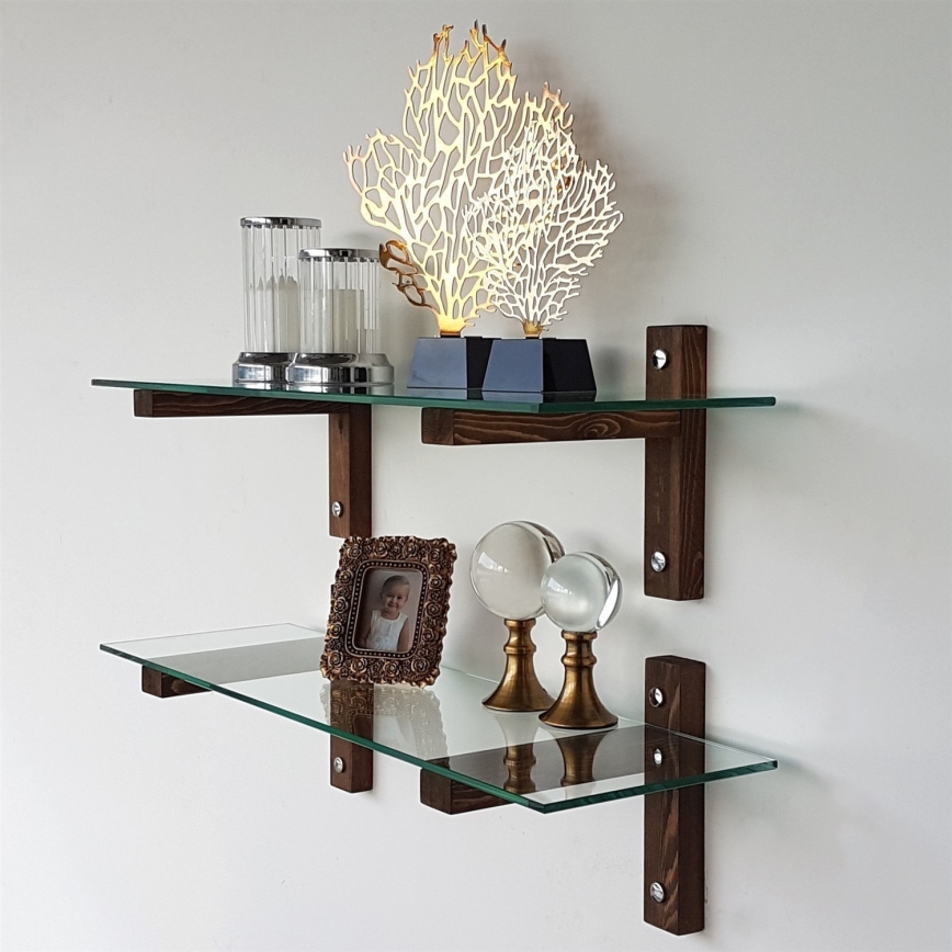 SET 2x Wall shelf 25x85 cm pine/clear
