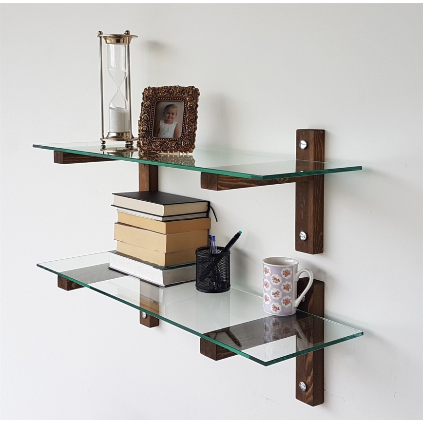 SET 2x Wall shelf 25x85 cm pine/clear