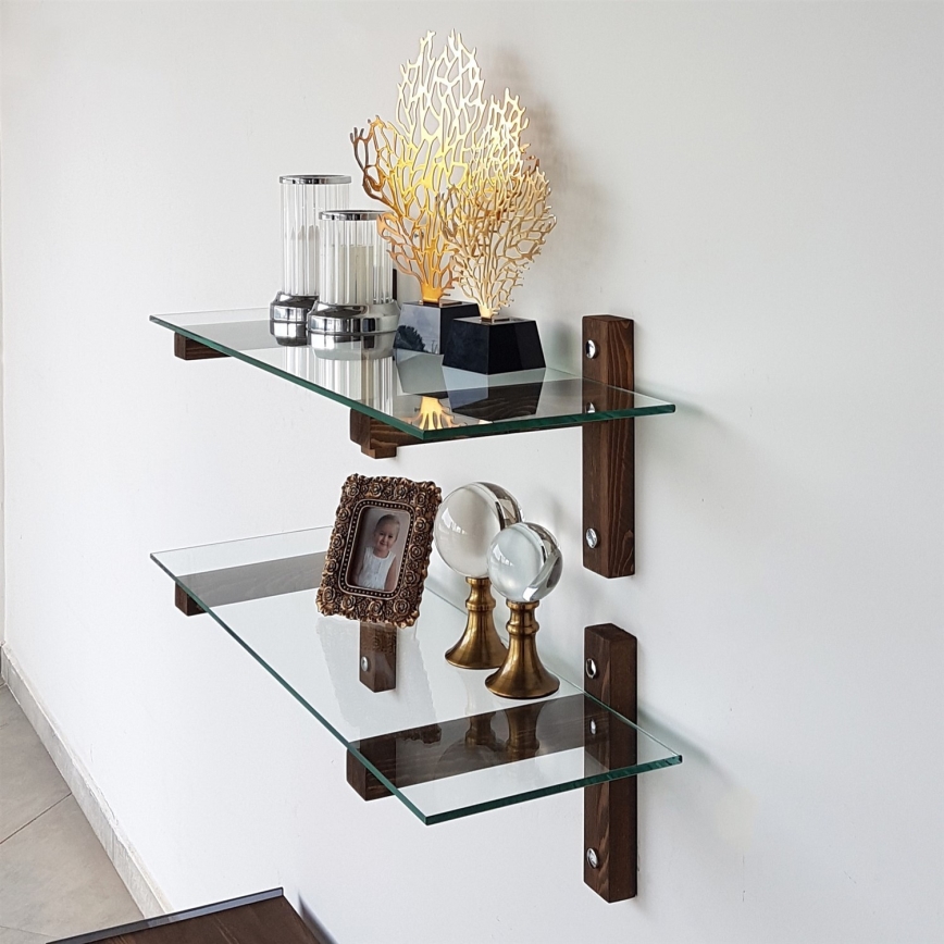 SET 2x Wall shelf 25x85 cm pine/clear