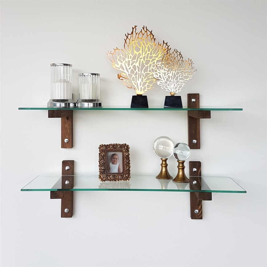 SET 2x Wall shelf 25x85 cm pine/clear