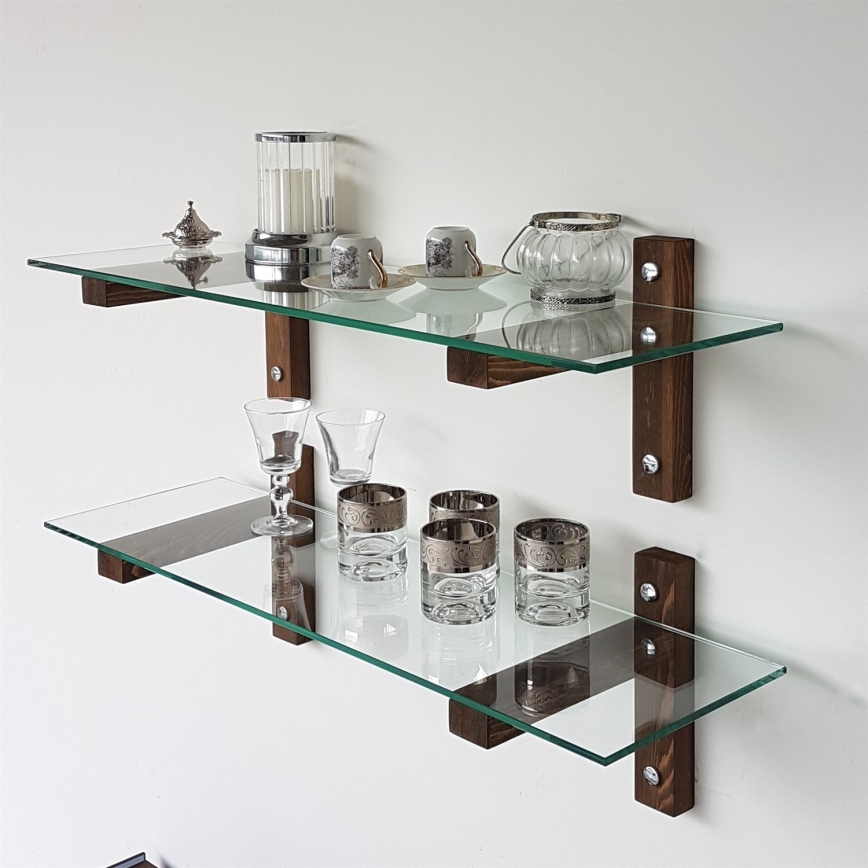 SET 2x Wall shelf 25x85 cm pine/clear