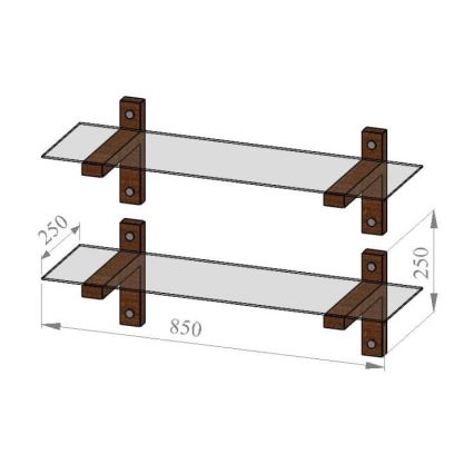 SET 2x Wall shelf 25x85 cm pine/clear