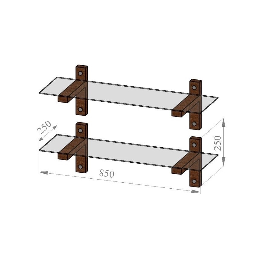 SET 2x Wall shelf 25x85 cm pine/clear