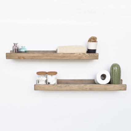 SET 2x Wall shelf 8x60 cm spruce
